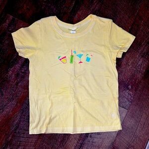 Fresh Produce Womens Small Short Sleeve T Shirt cocktail Print Yellow Cotton